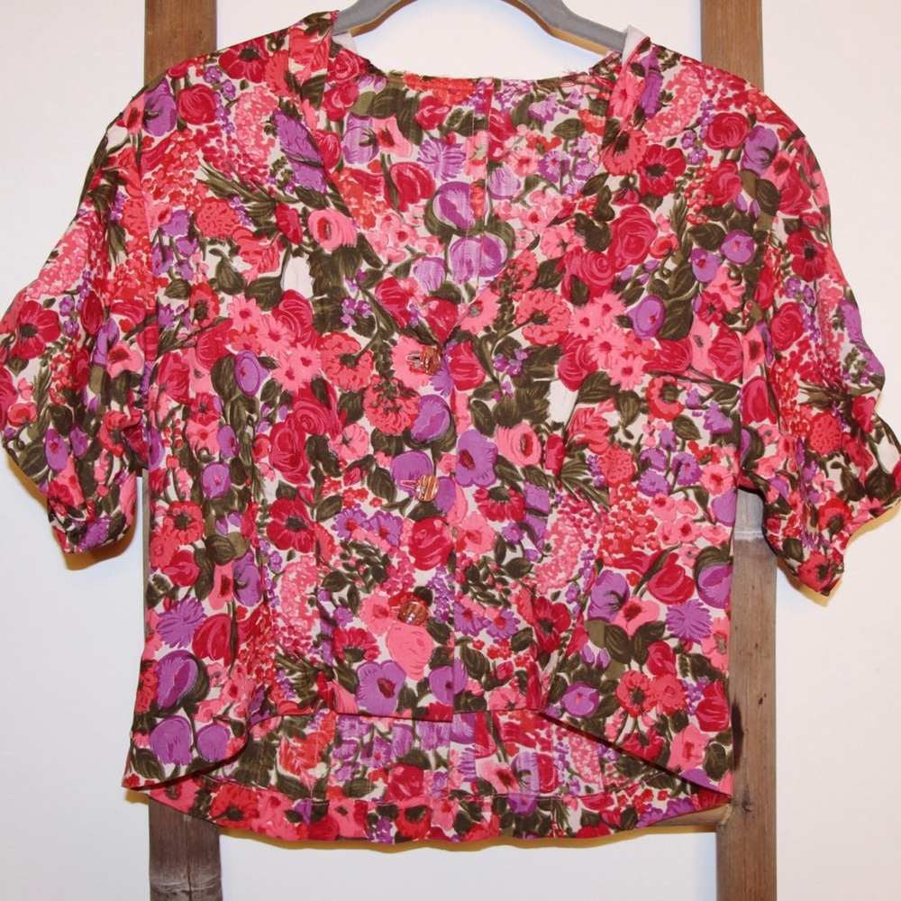 vintage tropical 80s blouse